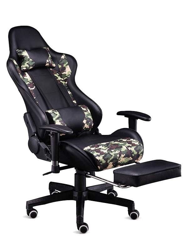 Fehér Game Racing Chair LED Lights Big Gaming Chair Játékszék lábtartóval 